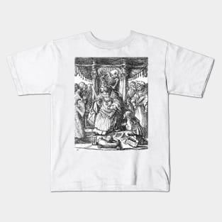 The Emperor, the Dance of Death - Hans Holbein Kids T-Shirt